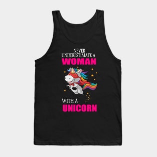 Never underestimate a woman with a unicorn Tank Top